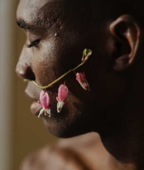 Man with acne on his face