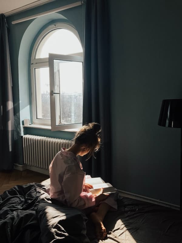 A girl reading a book