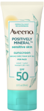 Aveeno - Positively Mineral Sensitive Skin Sunscreen Broad Spectrum SPF 50 For Face Aveeno - Positively Mineral Sensitive Skin Sunscreen Broad Spectrum SPF 50 For Face